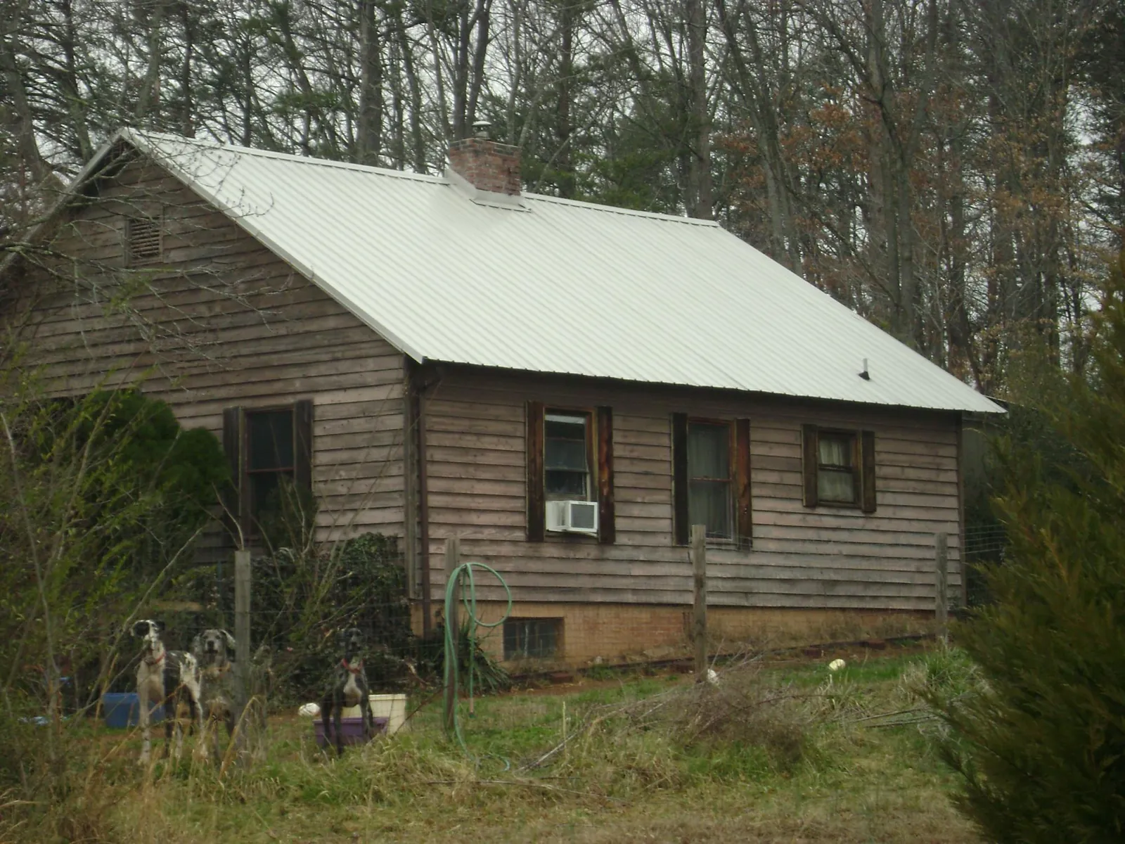 White metal roof on an old wood sided farmhouse, from a Asphalt Shingle Roof Repair job in Comfort